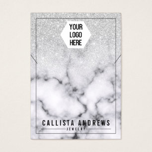 Silver Glitter Marble Ombre Logo Display Visitekaartje