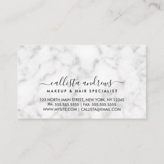 Silver Glitter Marble Ombre Make-up Hair Salon Visitekaartje (Achterkant)