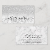 Silver Glitter Marble Ombre Make-up Hair Salon Visitekaartje (Voorkant / Achterkant)