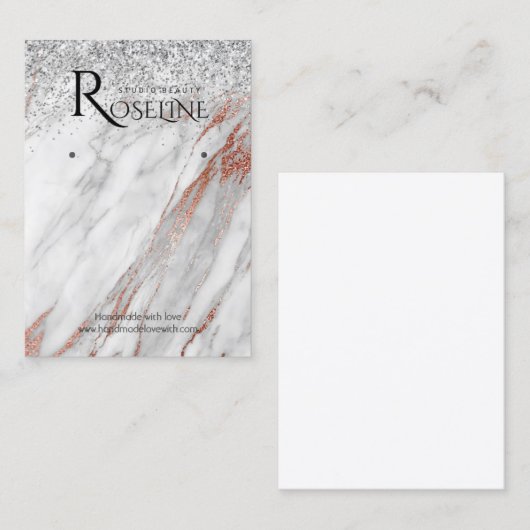 Silver glitter marble white Logo earing Display Visitekaartje (Voorkant / Achterkant)