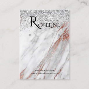 Silver glitter marble white Logo earing Display Visitekaartje