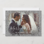 Silver Glitter Married en Bright Photo Lijst Feestdagenkaart (Voorkant)