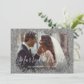 Silver Glitter Married en Bright Photo Lijst Feestdagenkaart (Staand voorkant)