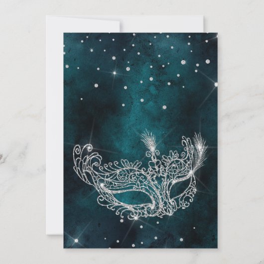 Silver glitter maskerade masker blauwgroen groen S Kaart (Achterkant)