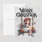 Silver Glitter Merry Christmas Fairy Briefkaart (Voorkant / Achterkant)