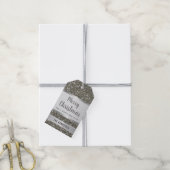 Silver Glitter Merry Kerstmis Cadeaulabel (Met Touw)