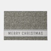 Silver Glitter Merry Kerstmis Deurmat (Voorkant)