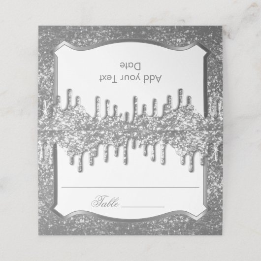Silver Glitter met Golden Drip Plaatskaartje (Buitenkant ongevouwen)