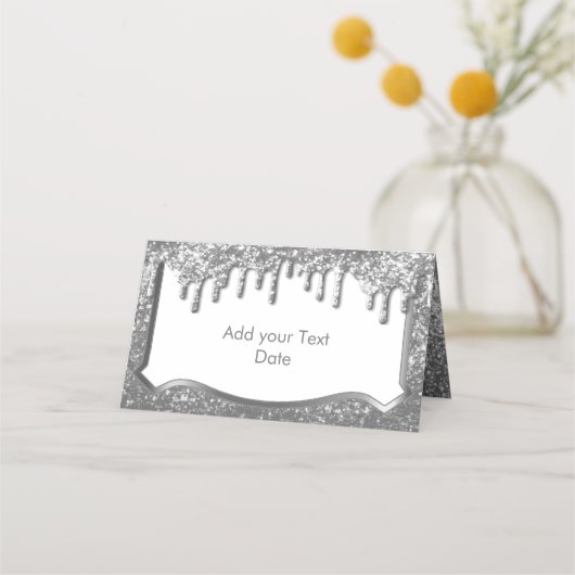 Silver Glitter met Golden Drip Plaatskaartje (Achterkant)