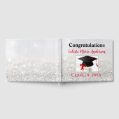 Silver Glitter met Graduation Cap and Diploma Gastenboek (Volledig)