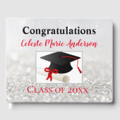 Silver Glitter met Graduation Cap and Diploma Gastenboek (Voorkant)