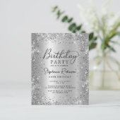 Silver Glitter Metal Folie 30e verjaardag Uitnodig (Staand voorkant)