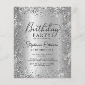 Silver Glitter Metal Folie 30e verjaardag Uitnodig (Voorkant)