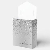 Silver Glitter Metal Monogram Glam Name Bedankdoosjes (Geopend)