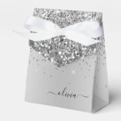 Silver Glitter Metal Monogram Glam Name Bedankdoosjes (Voorkant Zijde)