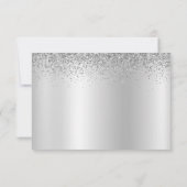 Silver Glitter Metal Monogram Glam Name Bedankkaart (Achterkant)