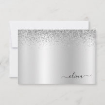 Silver Glitter Metal Monogram Glam Name