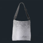 Silver Glitter Metal Monogram Glam Name Crossbody Tas<br><div class="desc">Zilveren verjaardag, baby shower of bachelorette feestcadeau voor iemand die gek is op luxe glazuur en chic stijlen.</div>