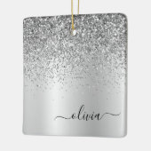 Silver Glitter Metal Monogram Glam Name Keramisch Ornament (Links)