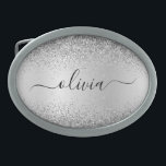 Silver Glitter Metal Monogram Naam Modern Gesp<br><div class="desc">Silver Faux Folie Metallic Sparkle Glitter Brushed Metal Monogram Name Belt Buckle. Dit maakt het perfecte afstuderen,  zoete 16 16,  18,  21,  30,  40,  50,  60,  70,  80,  90,  100 jaar,  bruiloft,  vrijgezellenfeest,  verjaardagsfeest,  baby shower of bachelorette cadeau voor iemand die van glam luxe en stijlvolle stijl houdt.</div>