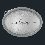 Silver Glitter Metal Monogram Naam Modern Gesp<br><div class="desc">Silver Faux Folie Metallic Sparkle Glitter Brushed Metal Monogram Name Belt Buckle. Dit maakt het perfecte afstuderen,  zoete 16 16,  18,  21,  30,  40,  50,  60,  70,  80,  90,  100 jaar,  bruiloft,  vrijgezellenfeest,  verjaardagsfeest,  baby shower of bachelorette cadeau voor iemand die van glam luxe en stijlvolle stijl houdt.</div>