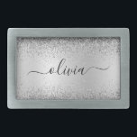 Silver Glitter Metal Monogram Naam Modern Gesp<br><div class="desc">Silver Faux Folie Metallic Sparkle Glitter Brushed Metal Monogram Name Belt Buckle. Dit maakt het perfecte afstuderen,  zoete 16 16,  18,  21,  30,  40,  50,  60,  70,  80,  90,  100 jaar,  bruiloft,  vrijgezellenfeest,  verjaardagsfeest,  baby shower of bachelorette cadeau voor iemand die van glam luxe en stijlvolle stijl houdt.</div>