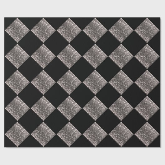Silver Glitter Metallic Black Abstract Chic Cadeaupapier (Vlak)