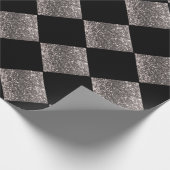 Silver Glitter Metallic Black Abstract Chic Cadeaupapier (Hoek)