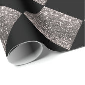 Silver Glitter Metallic Black Abstract Chic Cadeaupapier (Rol Hoek)