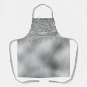 Silver Glitter Metallic Diamond Bling Monogram Schort (Voorkant)