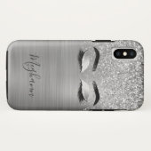 Silver Glitter Metallic Eyelash Beauty Monogram C Case-Mate iPhone Case (Achterkant (horizontaal))
