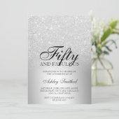 Silver glitter metallic fifty fabulous kaart (Staand voorkant)