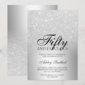 Silver glitter metallic fifty fabulous kaart (Voorkant / Achterkant)