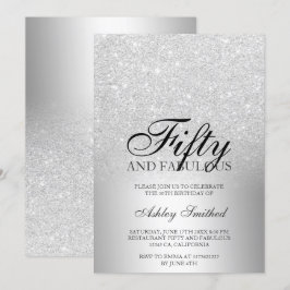 Silver glitter metallic fifty fabulous kaart