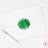 Silver Glitter Metallic Green Blank Ronde Sticker (Envelop)