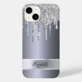 Silver glitter metallic monogram elegant modern Case-Mate iPhone case (Achterkant)
