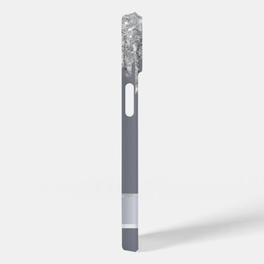 Silver glitter metallic monogram elegant modern Case-Mate iPhone case (Achterkant / Rechts)