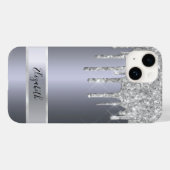 Silver glitter metallic monogram elegant modern Case-Mate iPhone case (Achterkant (horizontaal))