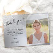 Silver glitter metallic ombre 3 foto's Sweet 16 Bedankkaart