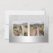 Silver glitter metallic ombre 3 foto's Sweet 16 Bedankkaart (Achterkant)