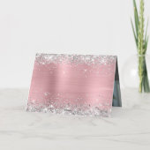Silver Glitter Metallic Pink Family Photo Kaart (Achterkant)