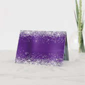 Silver Glitter Metallic Royal Purple Family Photo Kaart (Achterkant)