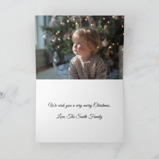 Silver Glitter Metallic Royal Purple Family Photo Kaart (Binnen)