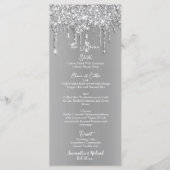 Silver Glitter Metallic Shine 4x9" Wedding Menu (Voorkant)
