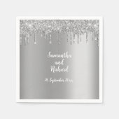 Silver Glitter Metallic Shine Wedding Servet (Voorkant)