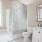 Silver glitter metallic sparkles confetti douchegordijn (In situ)