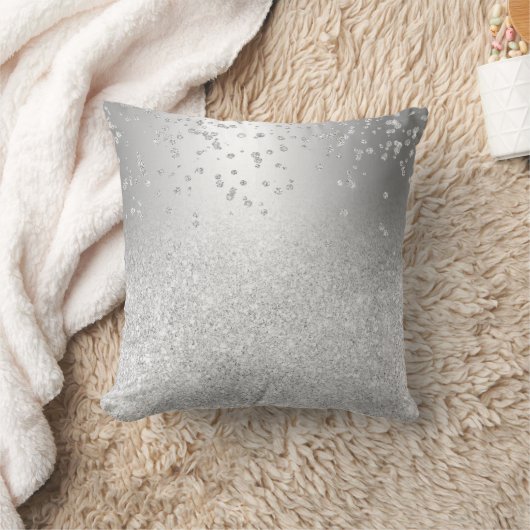 Silver glitter metallic sparkles confetti kussen (Deken)
