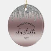 Silver Glitter Mijn eerste kerstkeramische Ornamen Keramisch Ornament (Links)