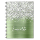 Silver Glitter Mint Glam Script Name Notitieboek (Voorkant)