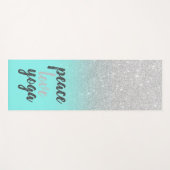 Silver Glitter, Mint Green-Peace Love Yoga Yogamat (Voorkant (horizontaal))